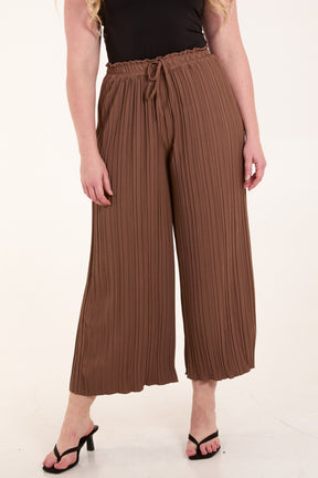 Wide Leg Plisse Drawstring Trousers