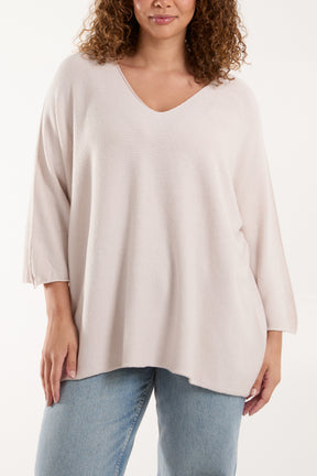 V-Neck Oversized Fine Knit Jumper