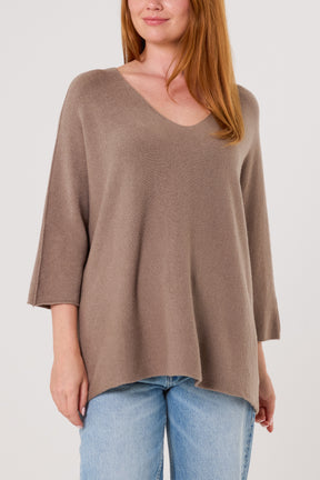 V-Neck Oversized Fine Knit Jumper