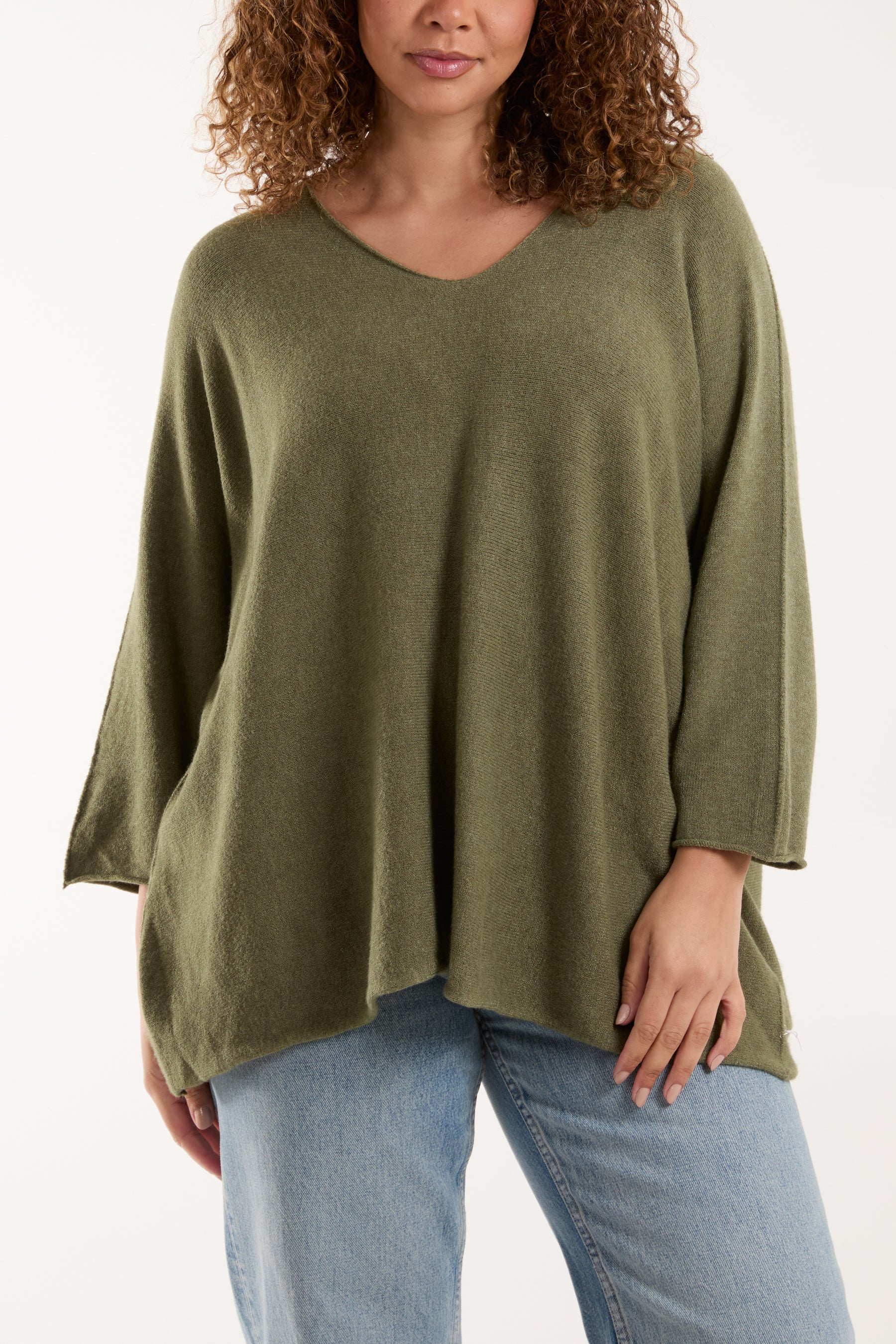 V-Neck Oversized Fine Knit Jumper