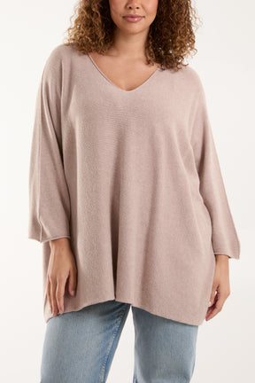 V-Neck Oversized Fine Knit Jumper