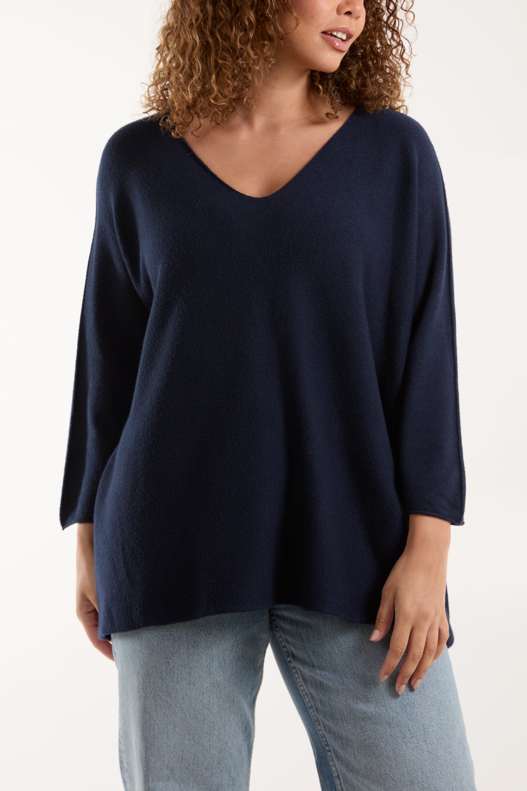 V-Neck Oversized Fine Knit Jumper