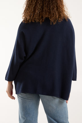 V-Neck Oversized Fine Knit Jumper