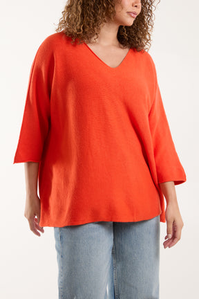 V-Neck Oversized Fine Knit Jumper