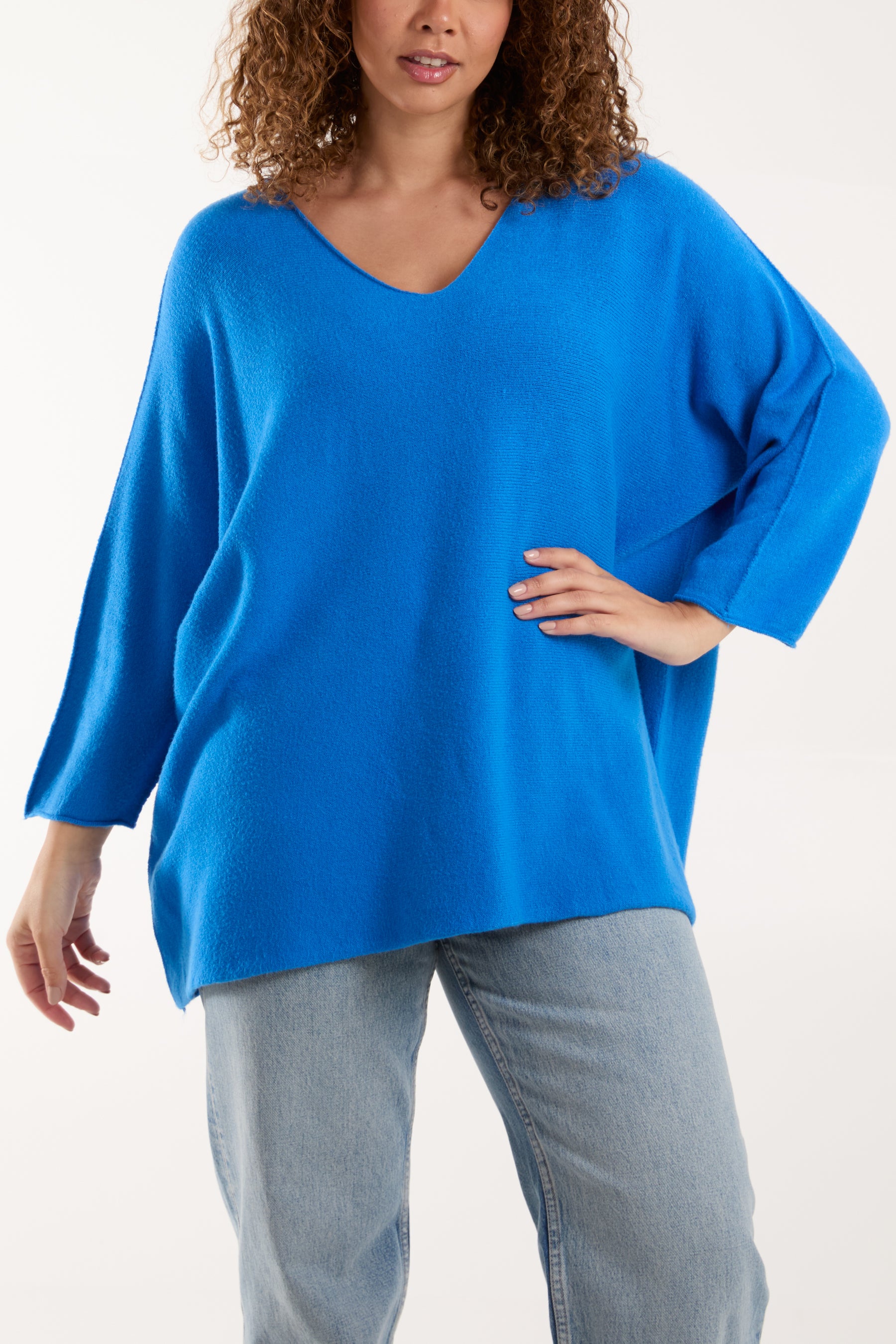 V-Neck Oversized Fine Knit Jumper