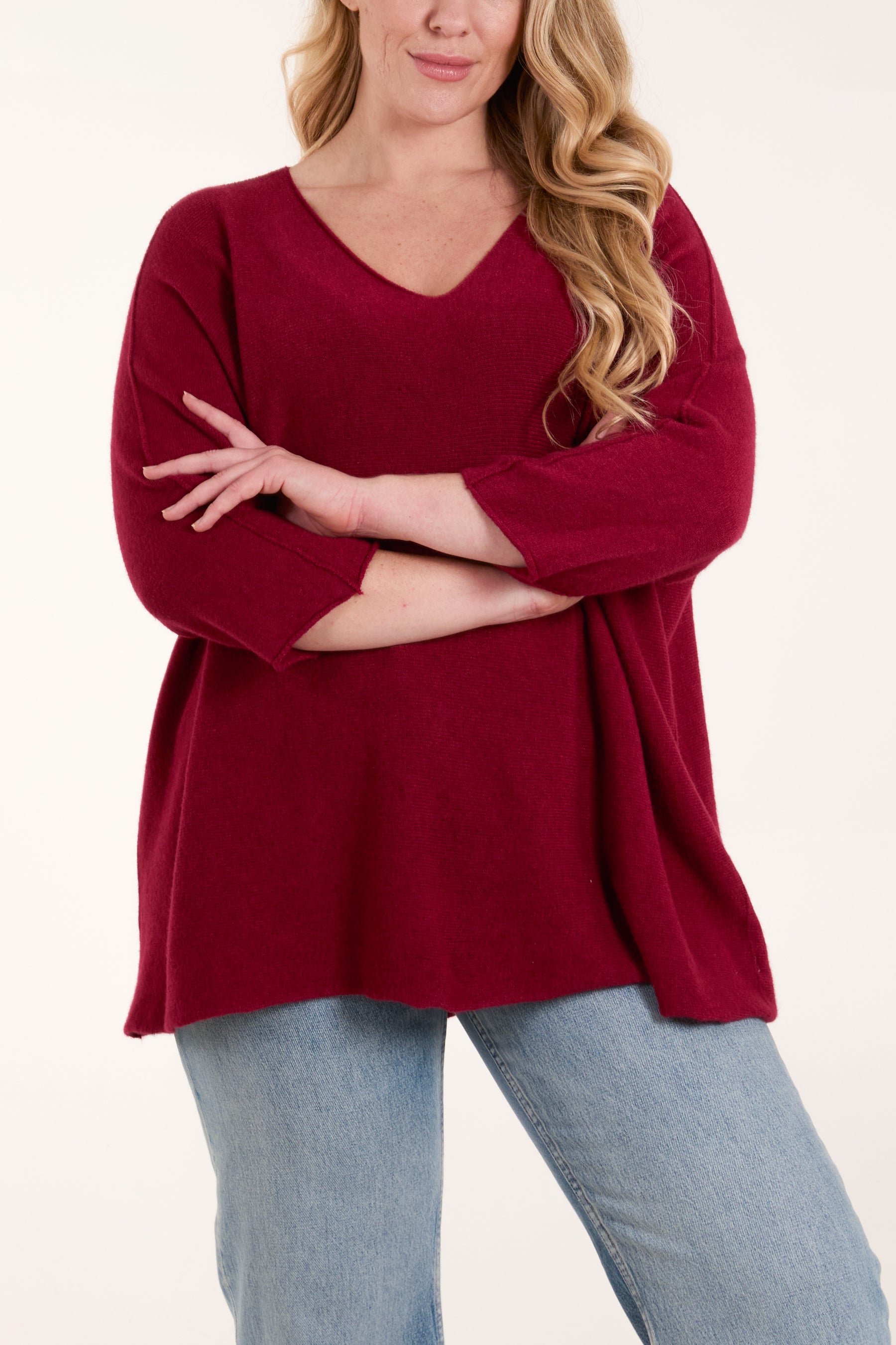 V-Neck Oversized Fine Knit Jumper