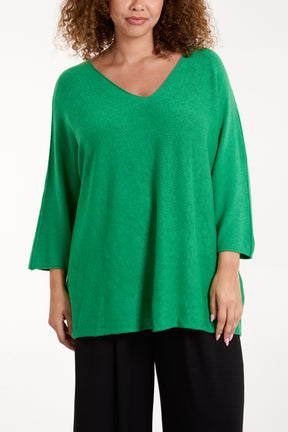 V-Neck Oversized Fine Knit Jumper