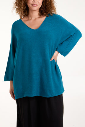 V-Neck Oversized Fine Knit Jumper