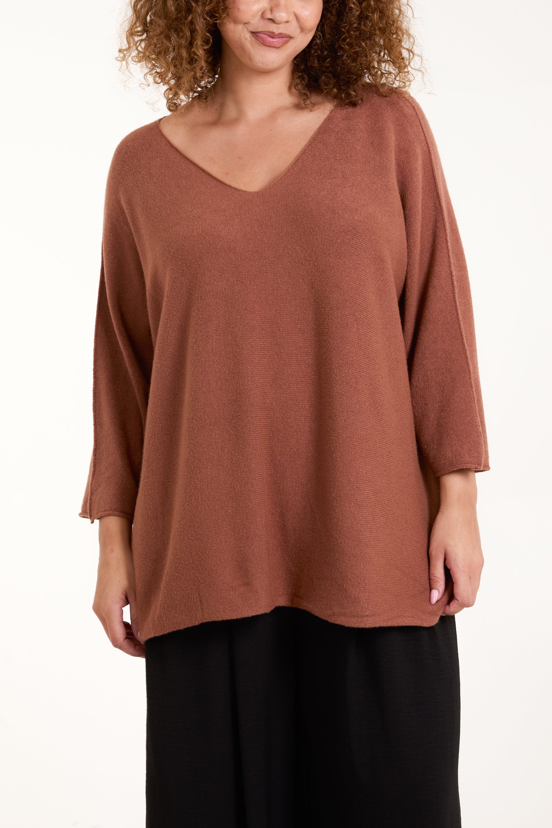 V-Neck Oversized Fine Knit Jumper