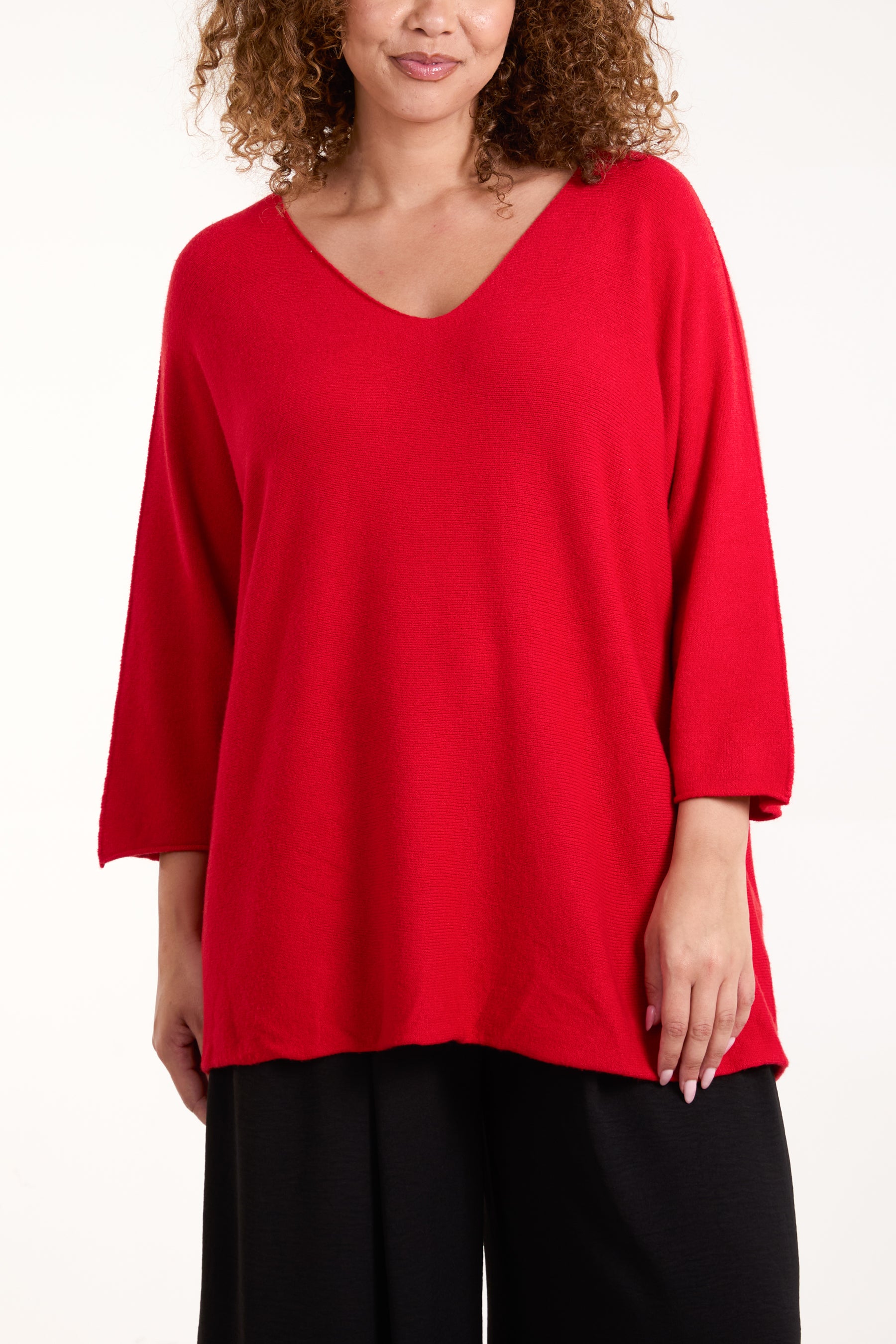 V-Neck Oversized Fine Knit Jumper