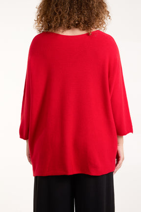 V-Neck Oversized Fine Knit Jumper