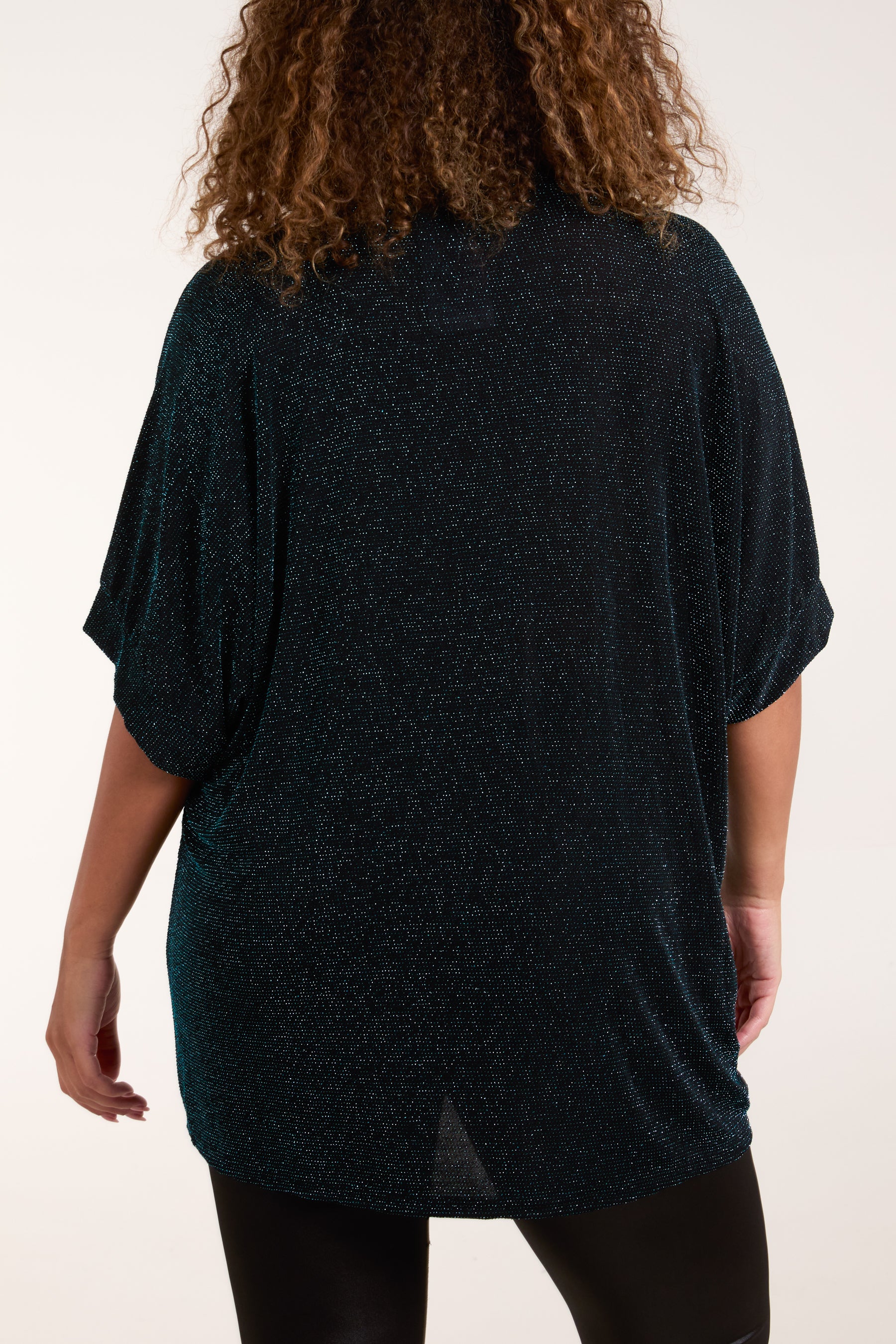 Glitter Lurex Twist Front Oversized Blouse