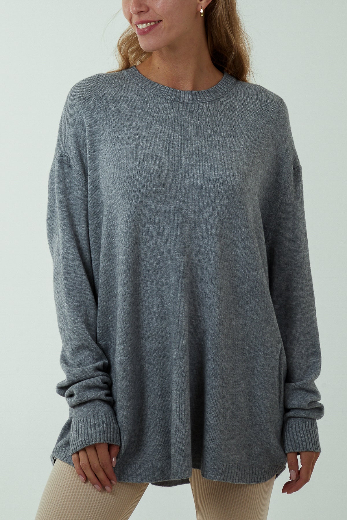 Pocket Crew Neck Oversized Jumper