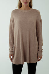 Pocket Crew Neck Oversized Jumper