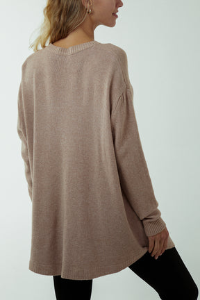 Pocket Crew Neck Oversized Jumper