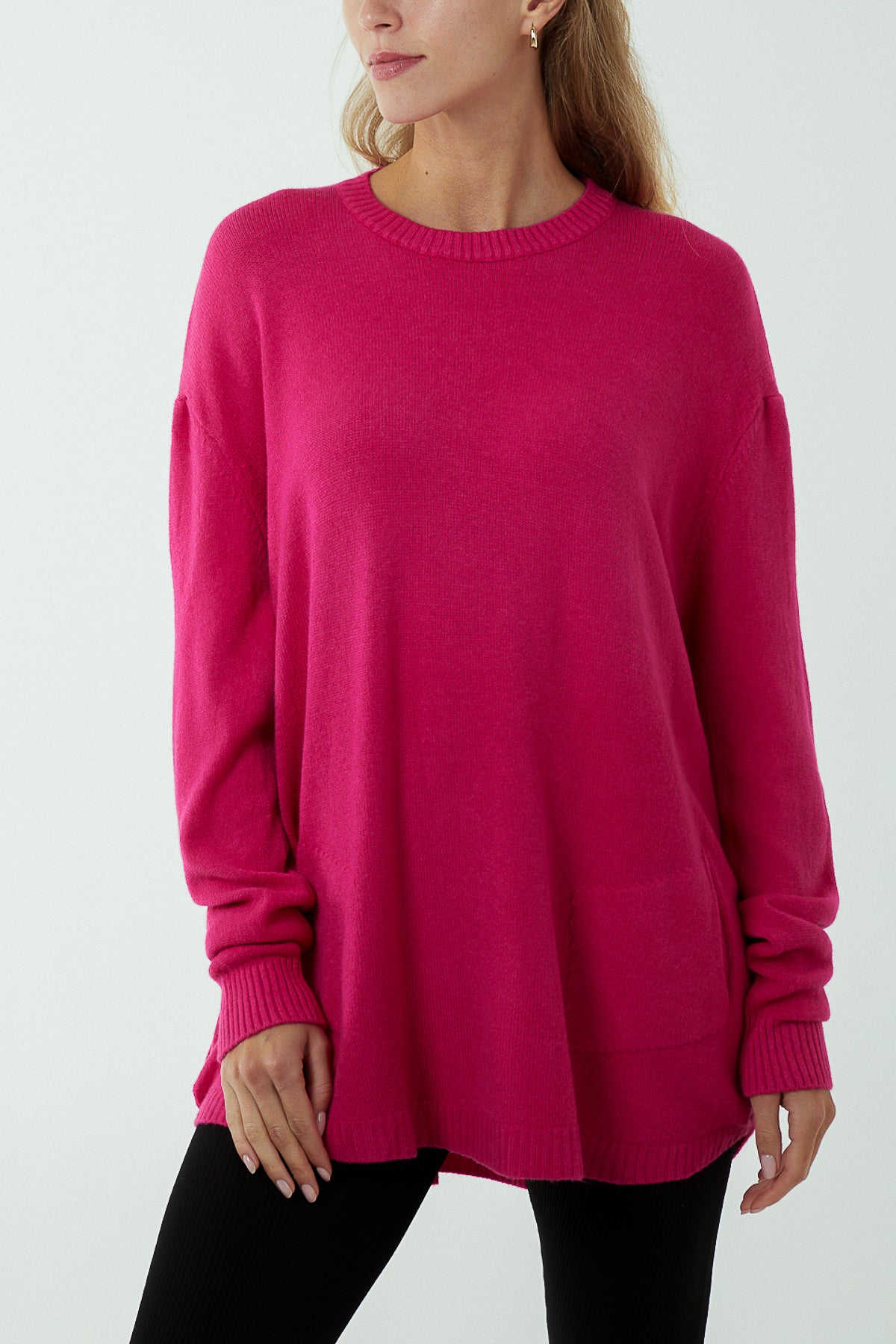 Pocket Crew Neck Oversized Jumper