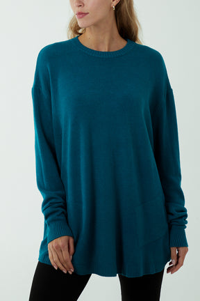 Pocket Crew Neck Oversized Jumper