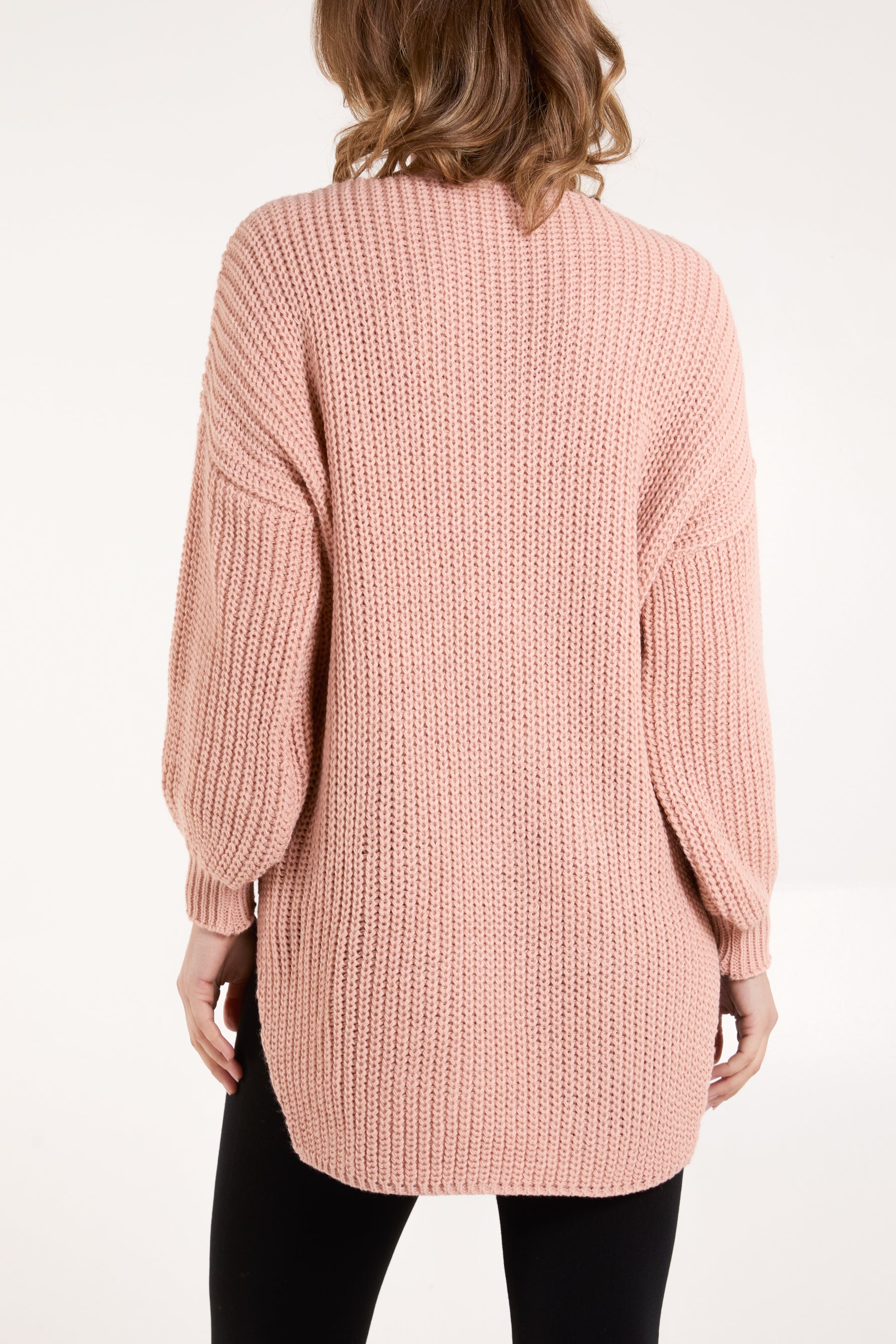 Oversized V-Neck Chunky Knit Dip Hem Jumper