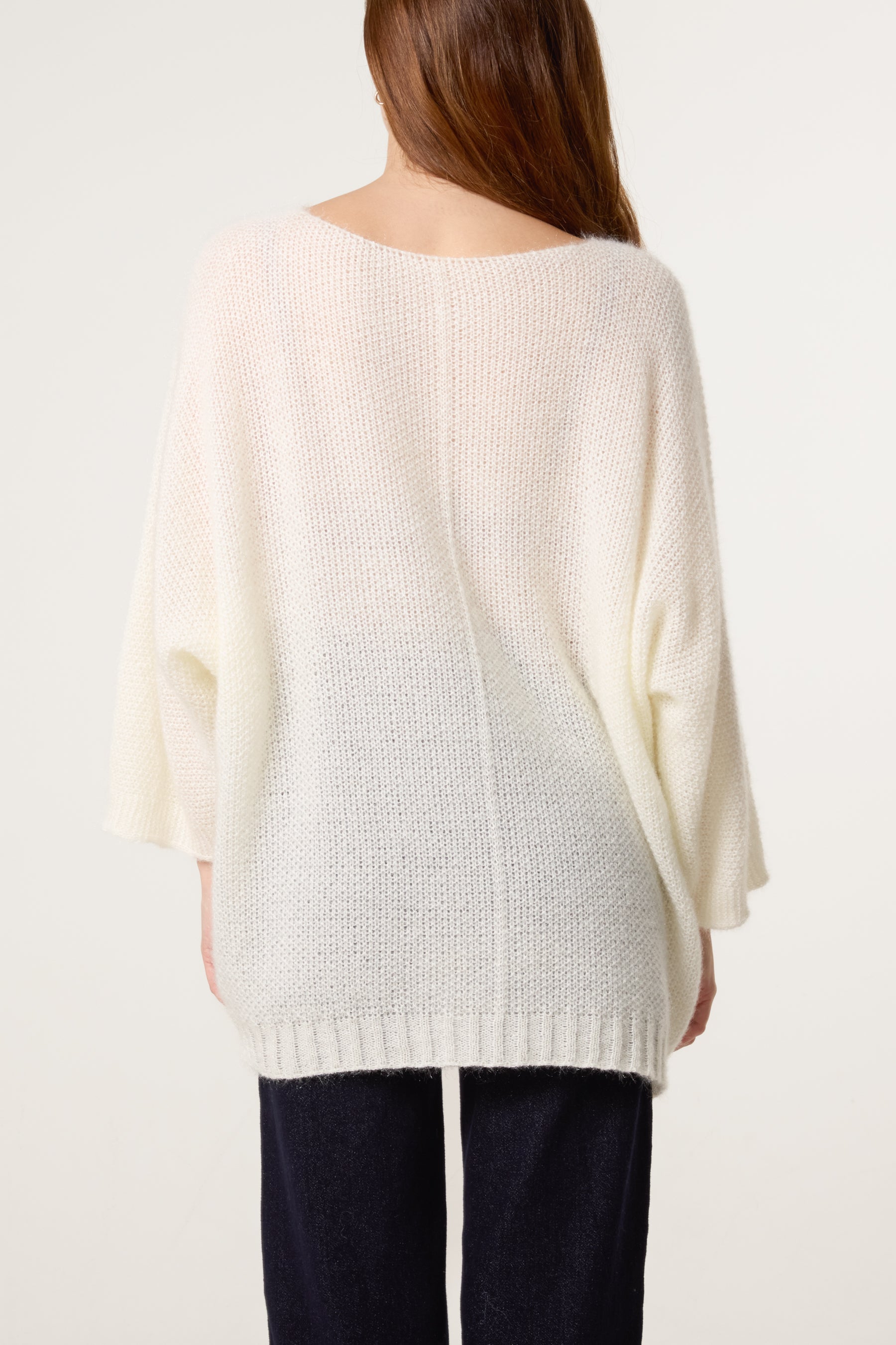 Fluffy V-Neck Exposed Seams Jumper