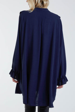 Flounce Poly Crepe Oversized Shirt