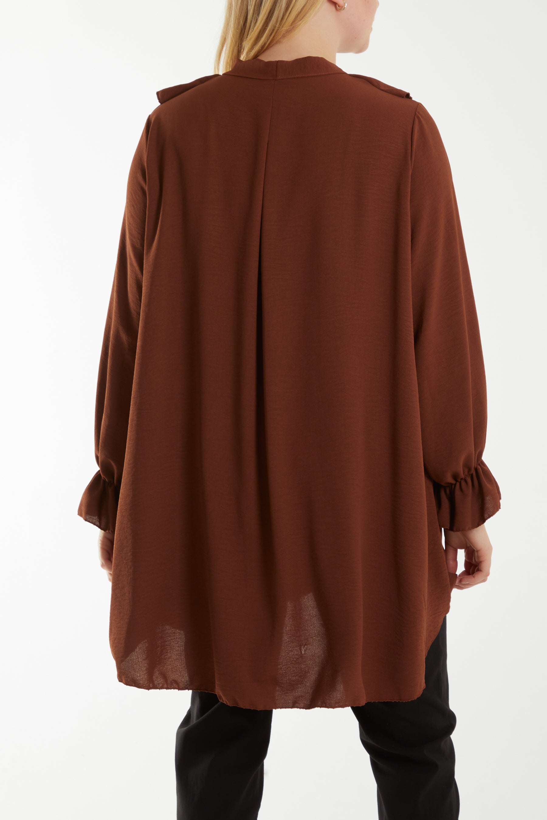 Flounce Poly Crepe Oversized Shirt