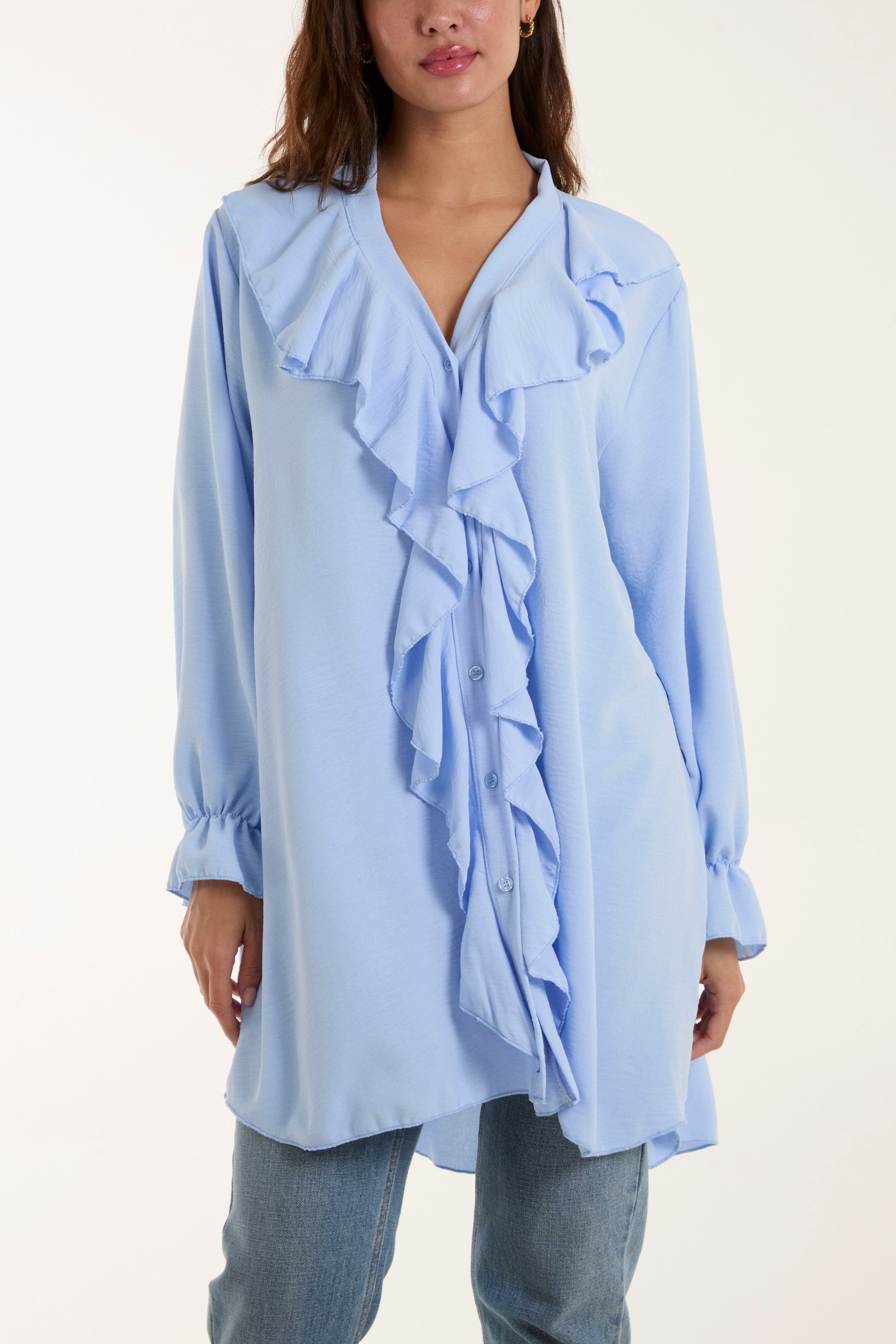 Flounce Poly Crepe Oversized Shirt