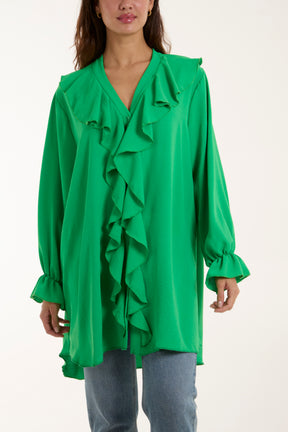 Flounce Poly Crepe Oversized Shirt