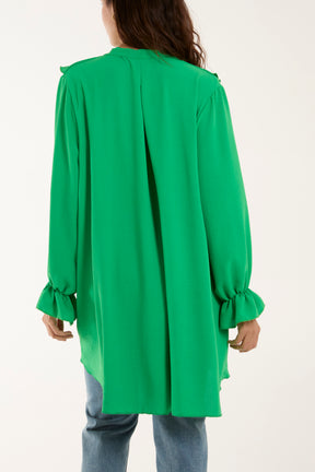 Flounce Poly Crepe Oversized Shirt