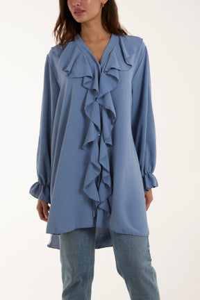 Flounce Poly Crepe Oversized Shirt