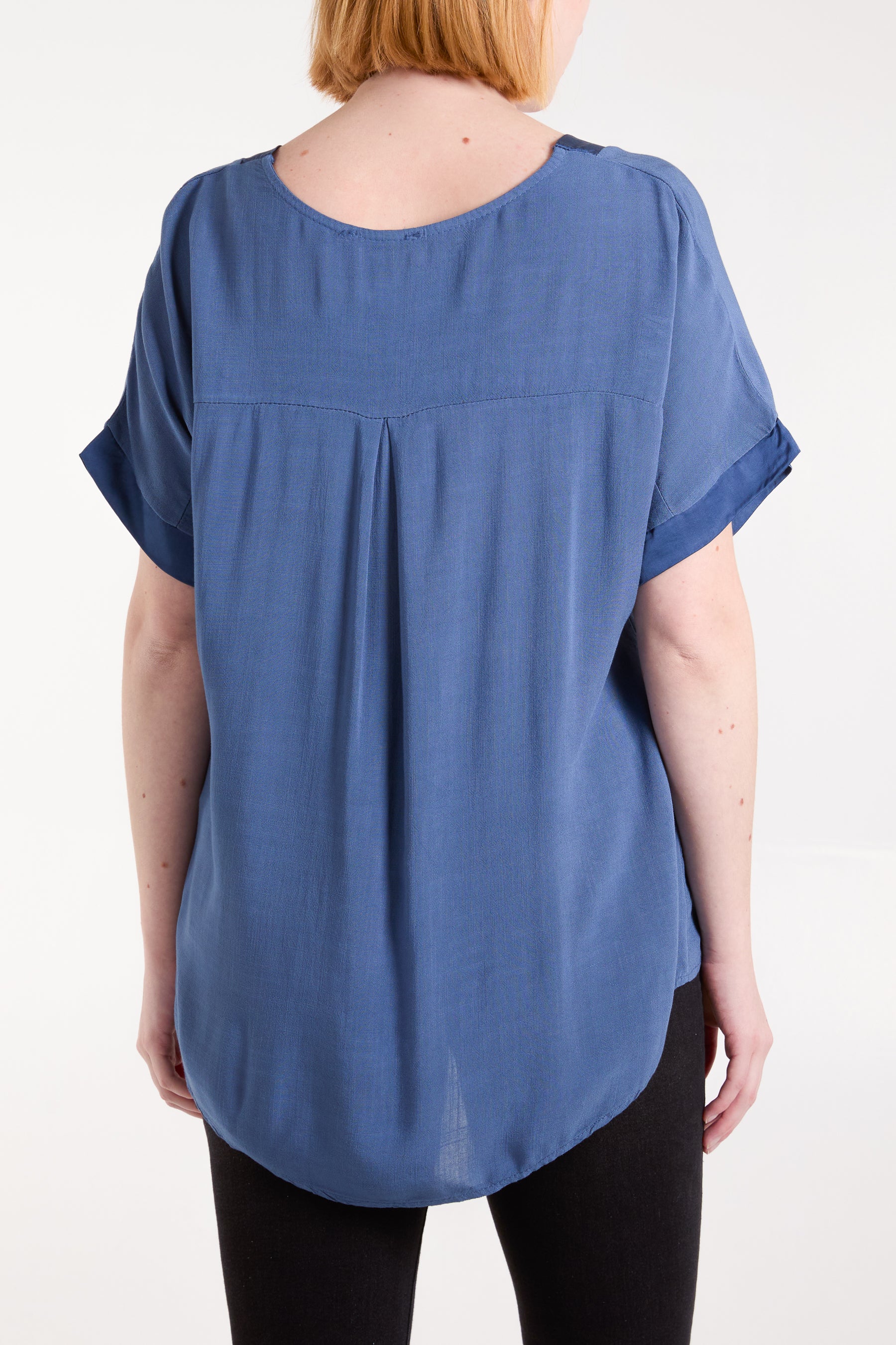 V-Neck Short Sleeve Blouse