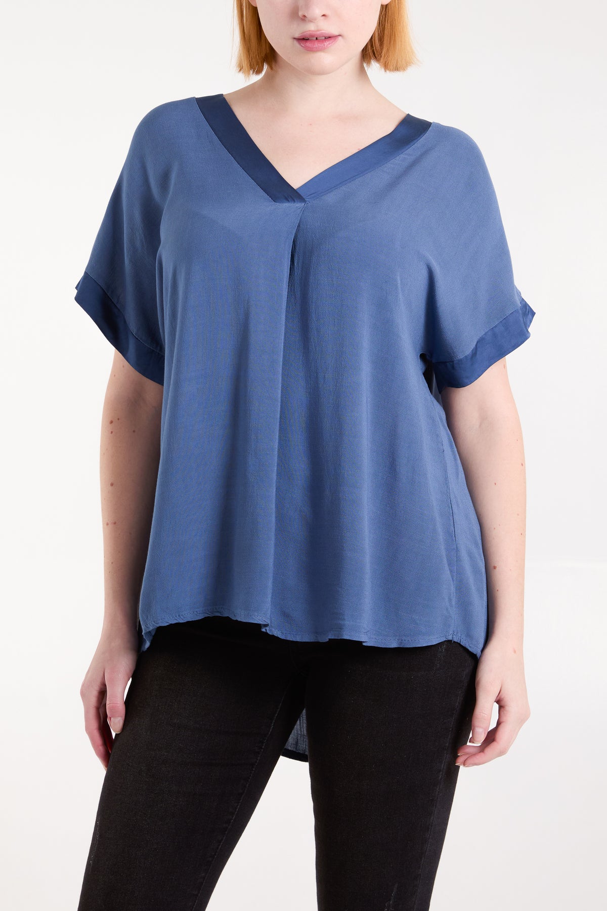 V-Neck Short Sleeve Blouse