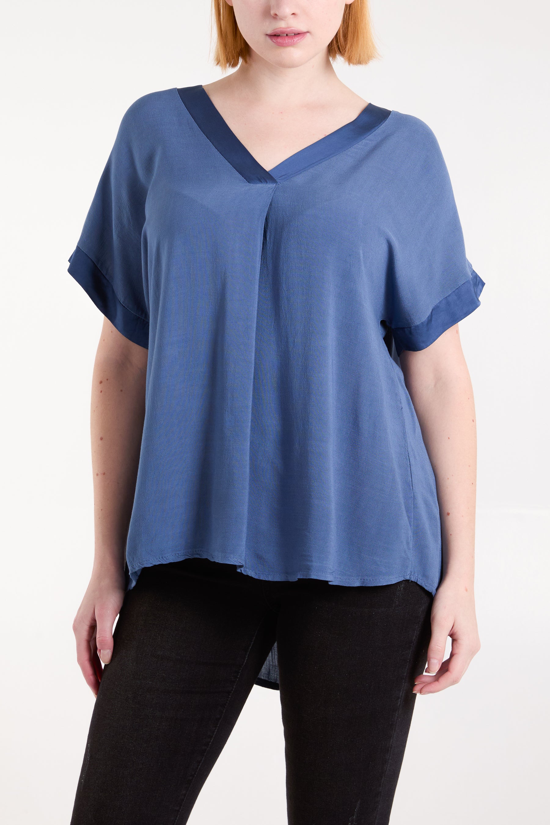 V-Neck Short Sleeve Blouse