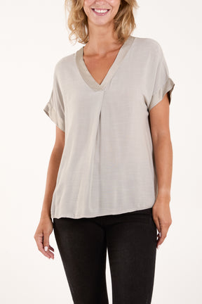 V-Neck Short Sleeve Blouse