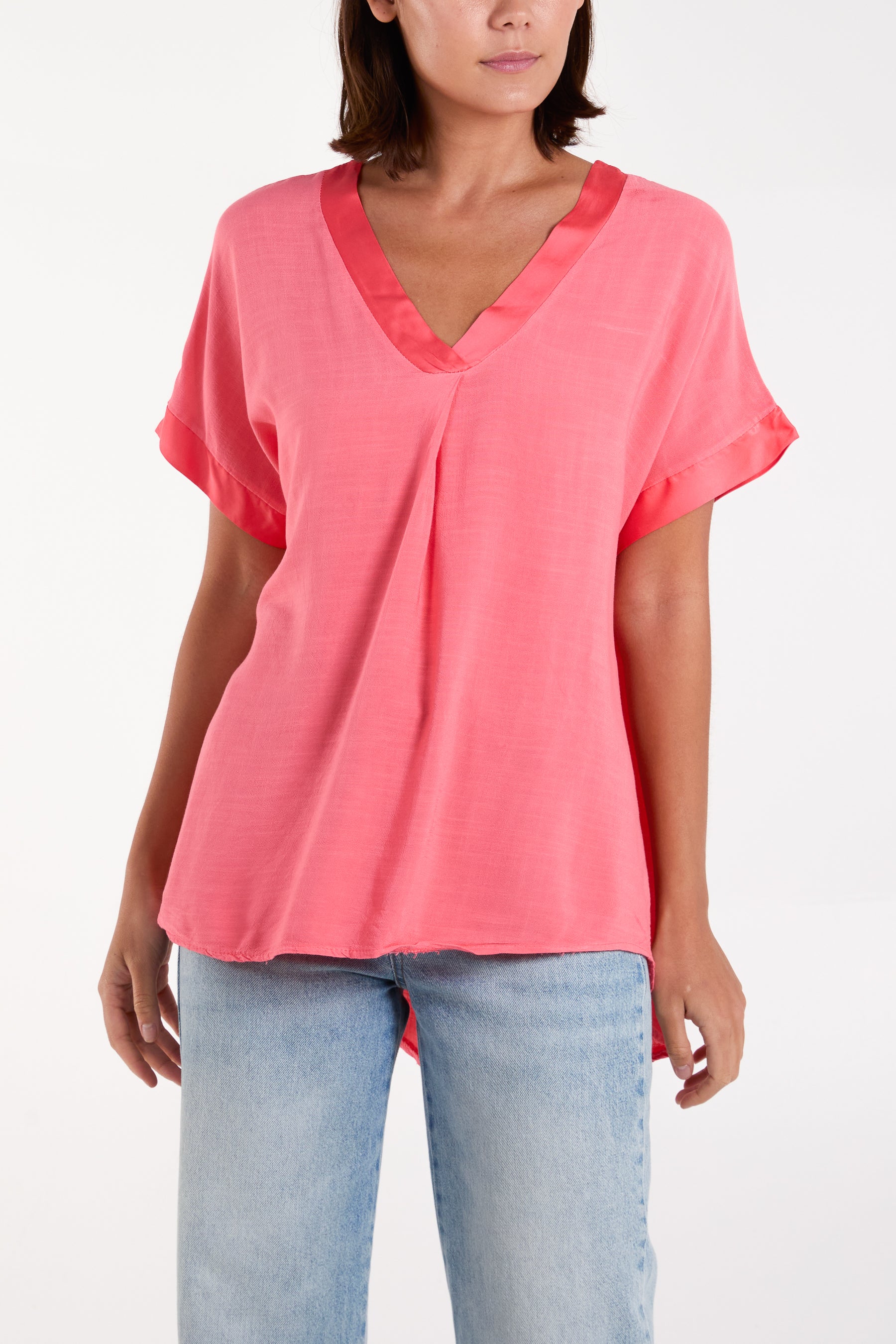 V-Neck Short Sleeve Blouse