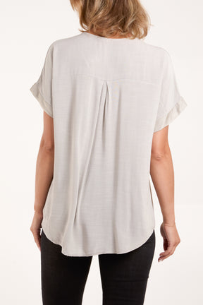 V-Neck Short Sleeve Blouse