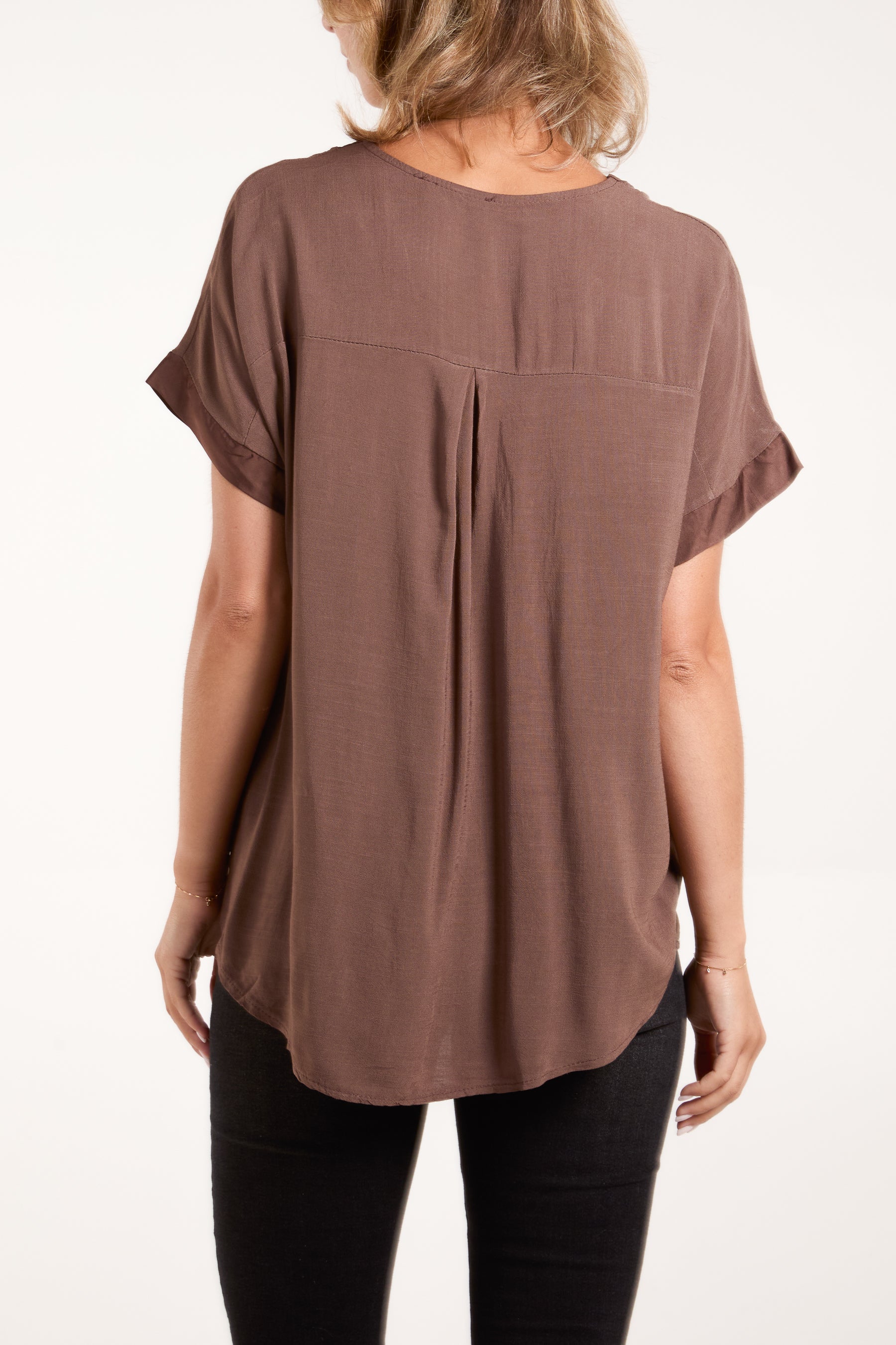 V-Neck Short Sleeve Blouse