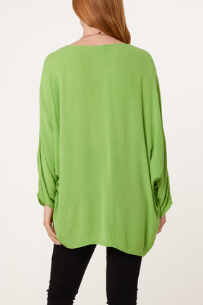 Round Neck Oversized  Blouse