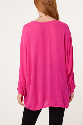 Round Neck Oversized  Blouse