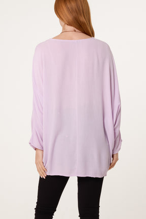 Round Neck Oversized  Blouse