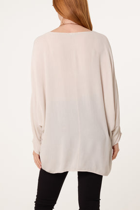 Round Neck Oversized  Blouse