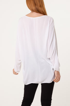 Round Neck Oversized  Blouse