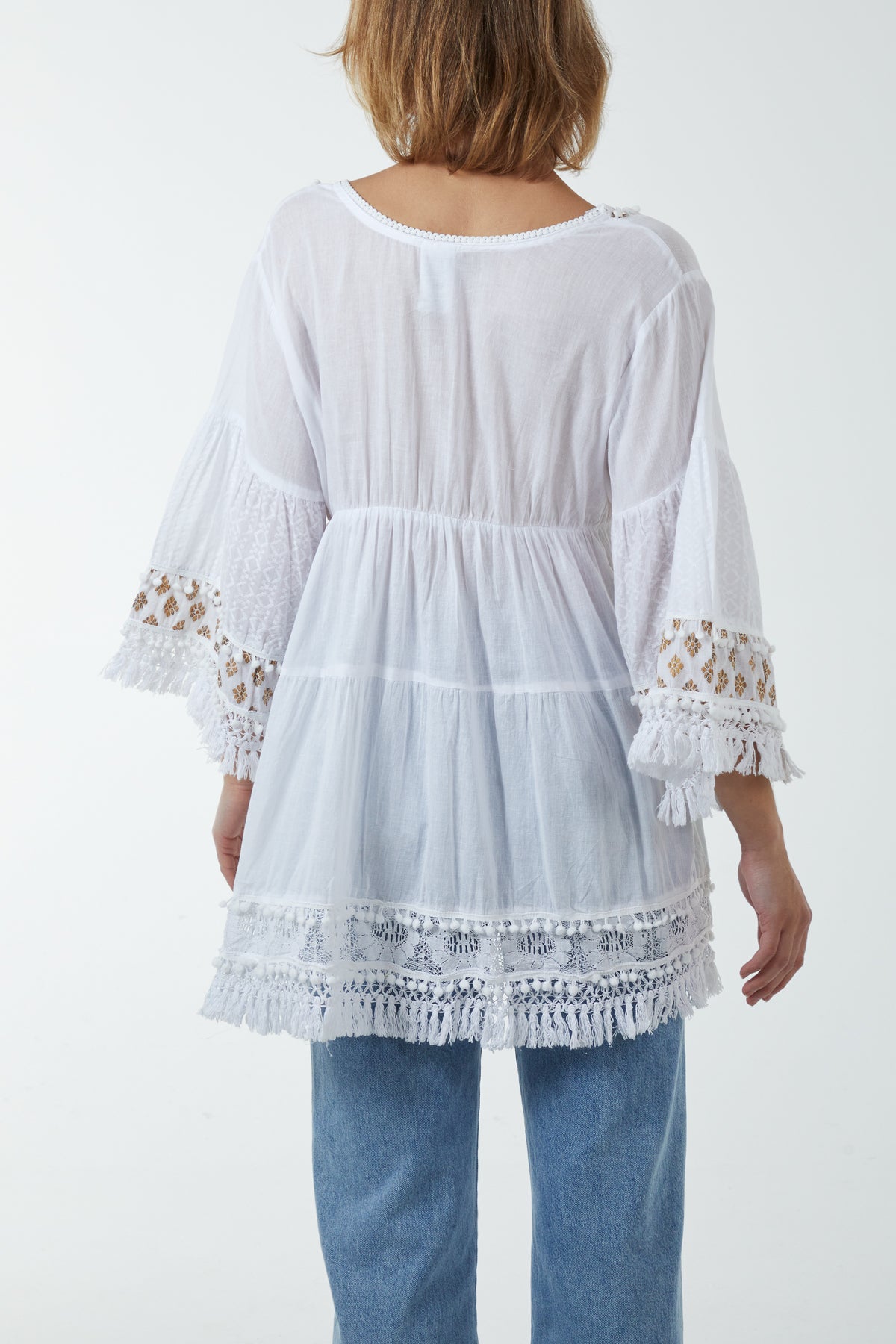 Gold Detailing Tassel Tiered Top