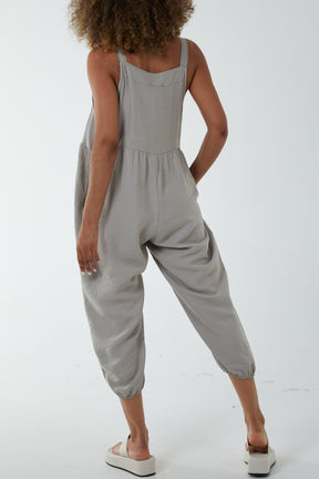 Pocket Crepe Satin Dungarees