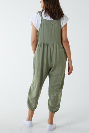 Pocket Crepe Satin Dungarees