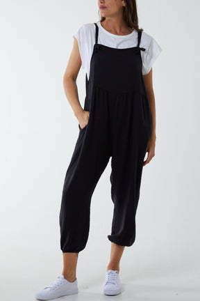 Pocket Crepe Satin Dungarees