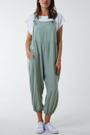 Pocket Crepe Satin Dungarees