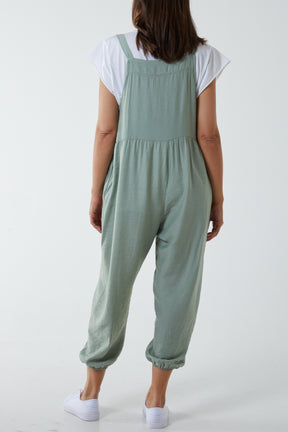 Pocket Crepe Satin Dungarees