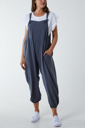 Pocket Crepe Satin Dungarees