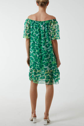 Zebra Bardot Mini Dress
