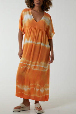 V-Neck Tie Dye Maxi Dress